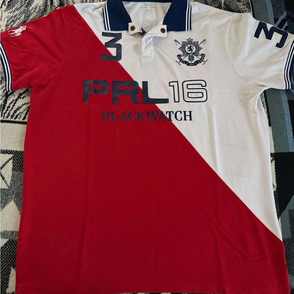 Polo Ralph Lauren BlackWatch Polo Team PRL16 #3 Logo Red/White/Navy Blue Polo